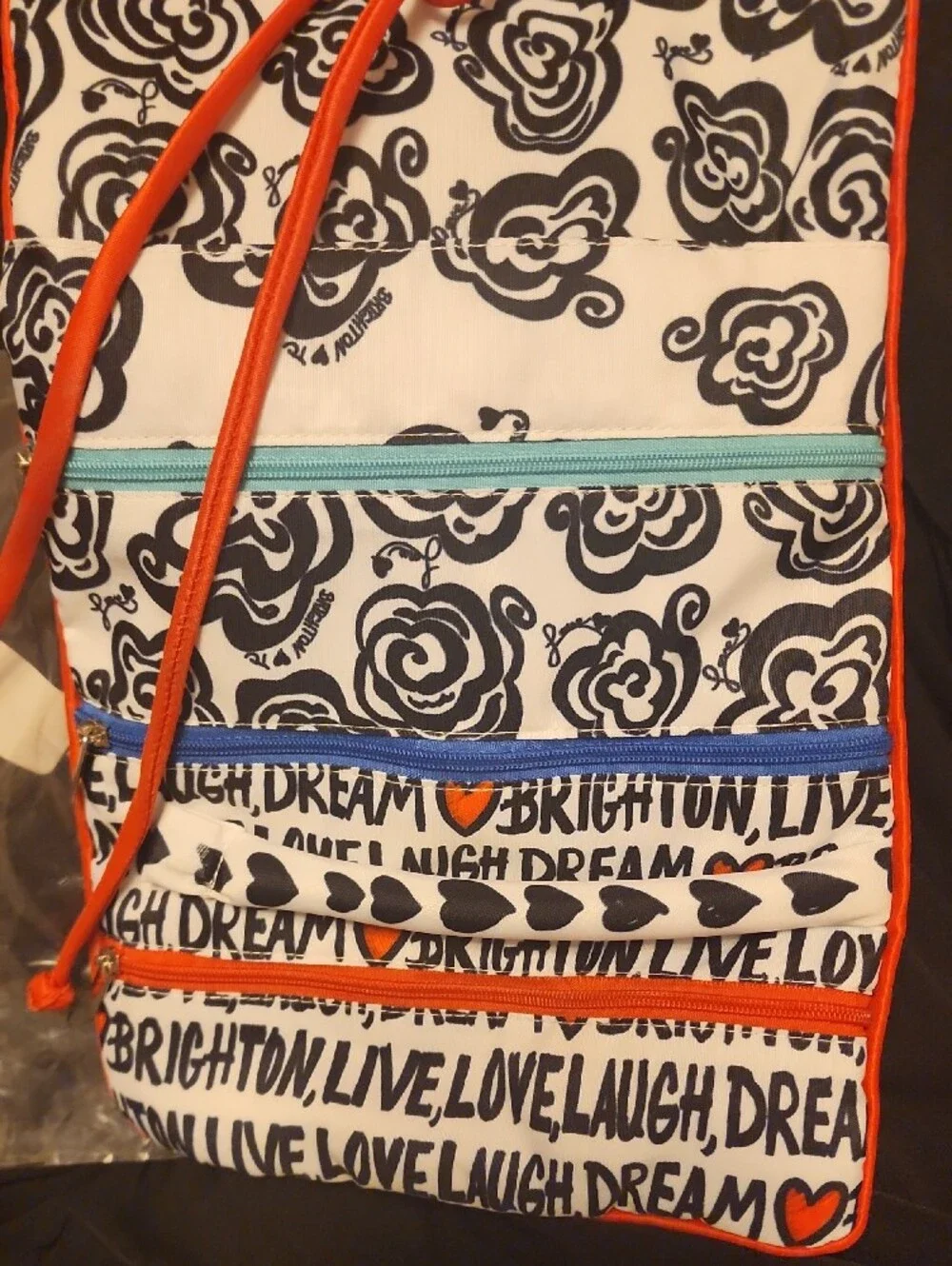 Brighton Red, Blue, White LOVE Graphic Roll Jewelry Pouch (Nwt)